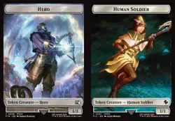 MTG Commander FIN TOKEN Hero (((#0008))) Human Soldier #0001 PLAYSET 4X X4 - Image 1