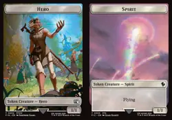 MTG Commander FIN TOKEN Hero (((#0002))) Spirit #0003 PLAYSET 4X X4 - Image 1