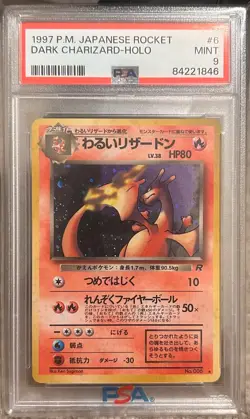 1997 POKEMON JAPANESE ROCKET 6 DARK CHARIZARD-HOLO PSA 9 - Image 1