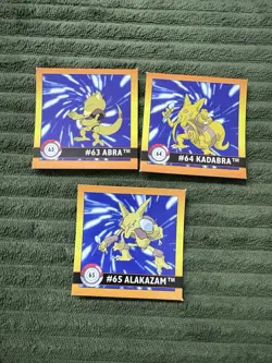 1999 Artbox Pokemon Stickers Series 1 Abra, Katana, Alakazam - Image 1