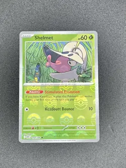 Shelmet 008/086 PokeBall Reverse Holo Pokemon TCG White Flare Scarlet and Violet - Image 1