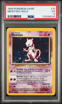 1999 POKEMON GAME #10 MEWTWO-HOLO PSA 5 - Image 1