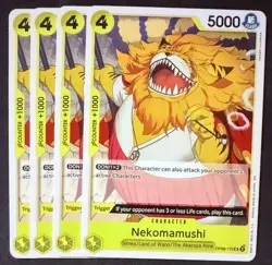 One Piece Card Game GREEN/YELLOW Yamato ST28 #OP06-110 Nekomamushi X4 English - Image 1