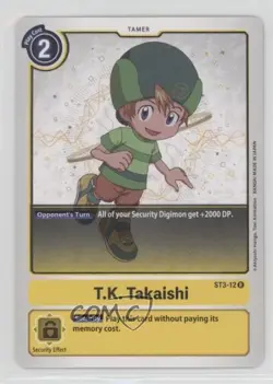 2021 Digimon Card Game - Starter Deck Heaven's Yellow Rare TK Takaishi #ST3-12 - Image 1