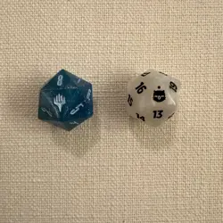 MTG Final Fantasy Gift Bundle Shinra Blue and Moogle White Oversized D20 Dice - Image 1