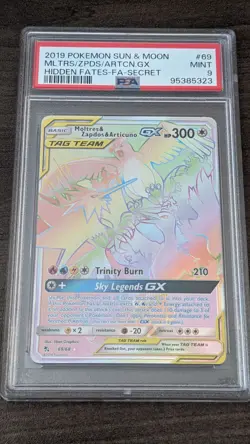 MOLTRES ZAPDOS ARTICUNO GX 2019 Pokemon 69/68 PSA 9 MINT Hidden Fates Secret FA - Image 1