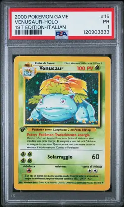 2000 POKEMON GAME 1ST ED-ITALIAN #15 VENUSAUR-HOLO PSA 1 - Image 1