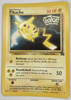 Pikachu #4 Pokemon Card Black Star The First Movie Promo WOTC TCG 1999 Nintendo - Image 1