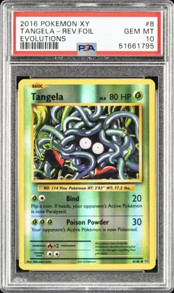 2016 POKEMON XY EVOLUTIONS #8 TANGELA-REVERSE FOIL PSA 10 - Image 1