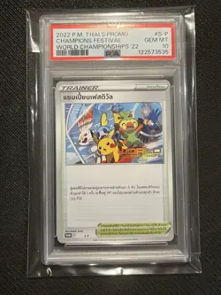Thai Champions Festival 2022 Pokemon World Championship Promo Card PSA 10 - Image 1