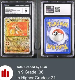 2002 Pokemon Legendary Collection Kabutops 27/110 Reverse Holo Rare Card CGC 9 - Image 1