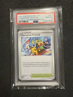 PSA 10 2022 Champions Festival Indonesian World S-P Promo Pokemon Card - Image 1