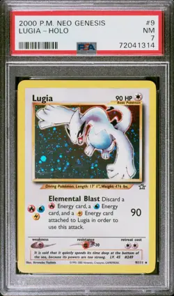 2000 Pokemon Neo Genesis Unlimited Lugia 9/111 Holo Rare Card PSA 7 Near Mint - Image 1