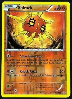 POKEMON CARD FOLDED DAMAGE REVERSE HOLO SOLROCK 83/160 NO 338 METEORITE TCG CCG - Image 1