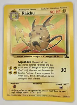 Pokemon Card WOTC TCG 1999 Raichu 29/62 Original Non Holo Rare Fossil - Image 1