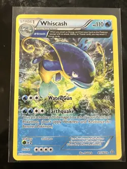 Pokemon Whiscash 41/160 XY Primal Clash NM Non-Holo Rare Card - Miscut - Image 1