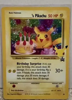 Pokemon Pikachu Birthday Celebrations Black Star Promo Card NM Condition - Image 1
