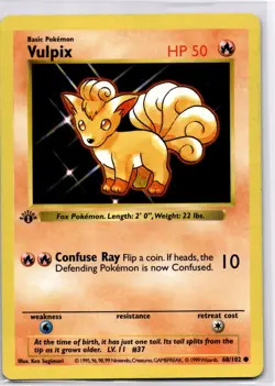 1999 Pokemon Set 1st Edition Vulpix #68/102 - Image 1