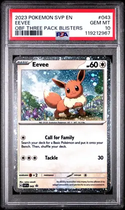 Pokemon - SVP EN-SV Black Star Promo Eevee Obsidian Flames 43 2023 PSA 10 - Image 1