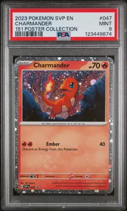 2023 POKEMON SVP EN-SV BLACK STAR PROMO 151 POSTER COLL #047 CHARMANDER PSA 9 - Image 1
