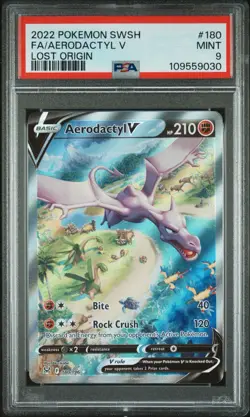 2022 POKEMON SWORD & SHIELD LOST ORIGIN #180 FULL ART/AERODACTYL V PSA 9 - Image 1
