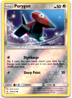 Pokemon TCG Porygon 154/214 Unbroken Bonds Reverse Holo Rare Near Mint - Image 1