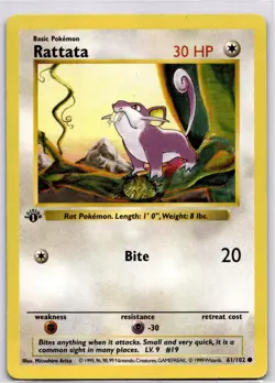 💥 Rattata 1st Edition Shadowless Non Holo Pokemon TCG 1999 Vintage # 61/102 - Image 1