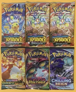 Pokemon TCG: Surging Sparks, Darkness Ablaze etc Sealed Booster Pack Lot of x6 - Image 1