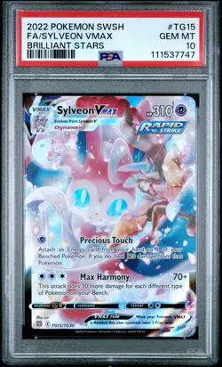 2022 POKEMON SWORD & SHIELD BRILLIANT STARS TG15 FULL ART/SYLVEON VMAX PSA 10 - Image 1