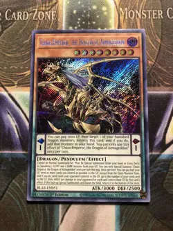 *** CHAOS EMPEROR, THE DRAGON OF ARMAGEDDON *** SECRET RARE BLAR-EN051 YUGIOH! - Image 1