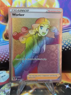 Pokemon TCG Silver Tempest Trainer Card Worker 209/195 Rainbow Rare NM/M - Image 1