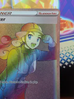 Pokemon TCG Silver Tempest Trainer Card Worker 209/195 Rainbow Rare NM/M - Image 3