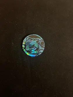 Official POKEMON BLASTOISE COIN HOLO CRACKED ICE BLUE NEAR MINT - Image 1
