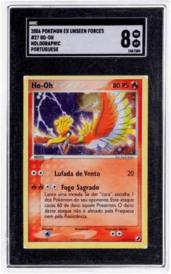2006 Pokemon Ex Unseen Forces Portuguese Ho Oh Holo #27 SGC 8 - Image 1