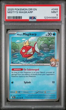 2025 POKEMON DRI EN-DESTINED RIVALS #048 MISTY'S MAGIKARP PSA 9 Pop 3 - Image 1