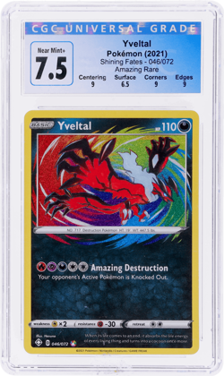 2021 Pokemon Sword and Shield Shining Fates Yveltal Amazing Rare #046 CGC 7.5 - Image 1