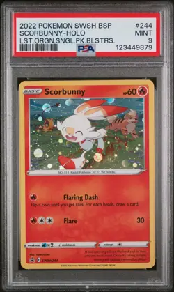 2022 POKEMON SWSH BLACK STAR #244 SCORBUNNY HOLO ORIGIN PROMO - Image 1