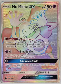 Pokemon TCG Celestial Storm Mr. Mime GX Secret Rare Holo Card 173/168 - Image 1