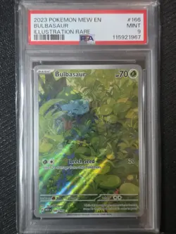 2023 POKEMON MEW EN-151 166 BULBASAUR ILLUSTRATION RARE 166/165 PSA 9 - Image 1