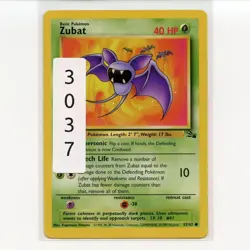Pokemon TCG Zubat 57/62 WotC Fossil Unlimited Regular Common Card EN-LP 1999 - Image 3