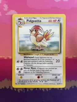 Pokemon Card Pidgeotto Base Set Rare 22/102 Near Mint - Image 1