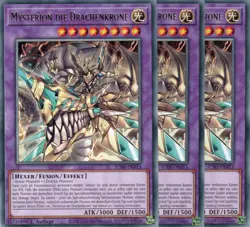 yugioh 3x Mysterion die Drachenkrone JUSH-DE013 RARE 1AUFLAGE DEUTSCH - Image 1