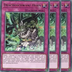 yugioh 3x Drachoschwanz-Horn JUSH-DE010 RARE 1AUFLAGE DEUTSCH - Image 1