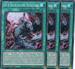 yugioh 3x K9-X Erzwungene Befreiung JUSH-DE039 SUPER RARE 1AUFLAGE DEUTSCH - Image 1