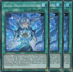 yugioh 3x Rahu-Drachoschwanz JUSH-DE009 SUPER RARE 1AUFLAGE DEUTSCH - Image 1