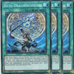 yugioh 3x Ketu-Drachoschwanz JUSH-DE008 SUPER RARE 1AUFLAGE DEUTSCH - Image 1