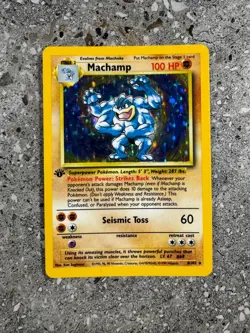 Pokemon TCG Cards 1st Edition Machamp 8/102 Base Set Holo Rare EXC - Image 1