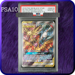 PSA 10 Pokemon Moltres Zapdos Articuno GX Hidden Fates Black Star Promo SM210 - Image 1