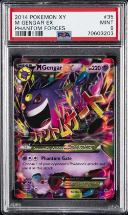 2014 POKEMON XY PHANTOM FORCES #35 M GENGAR EX PSA 9 - Image 1