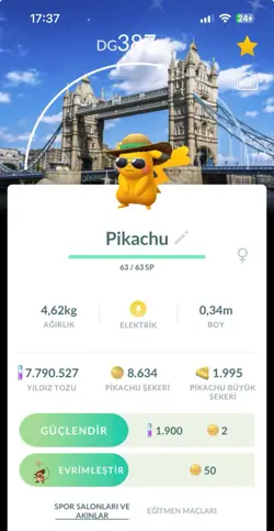 Shiny Pikachu Summer Flair Hat London Background ✨✨Pokemon Trade Go - Image 1